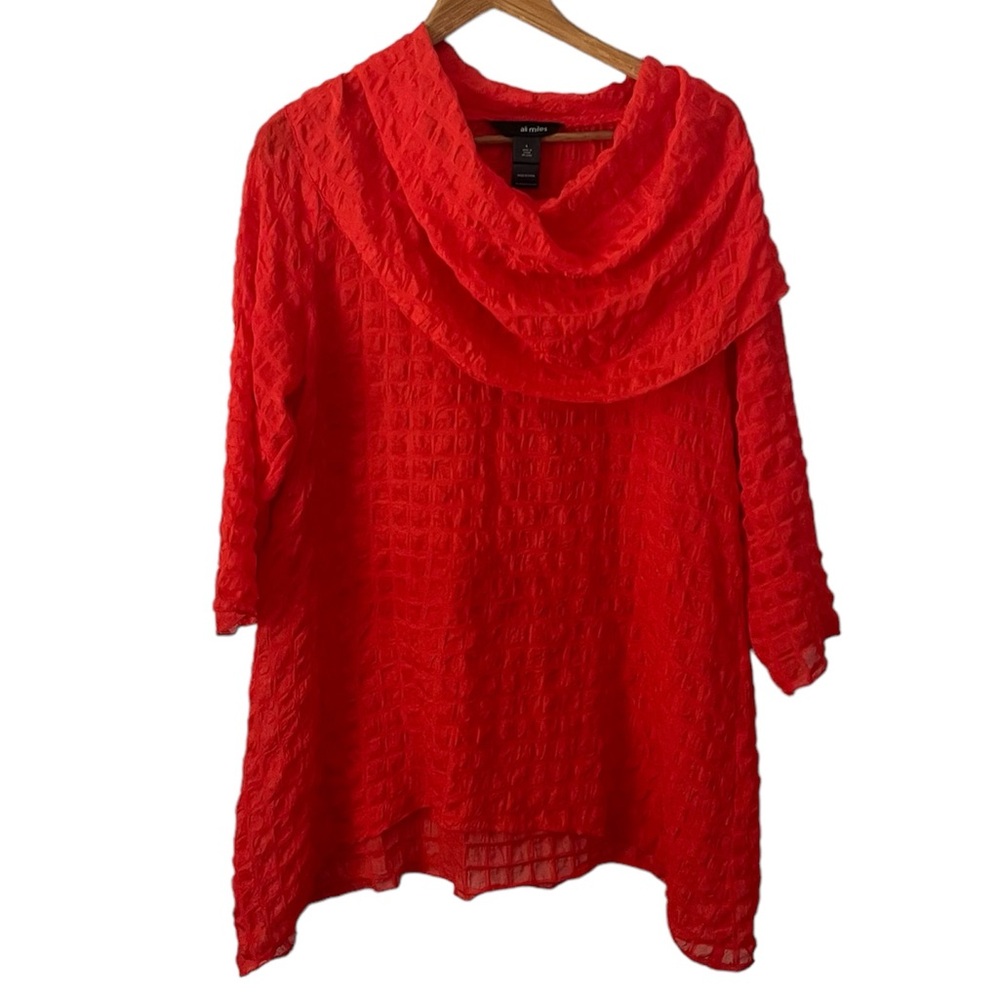 Ali Miles Womens Size Large Puff Wearable Art 3/4 Sleeve Blouse Shirt Top